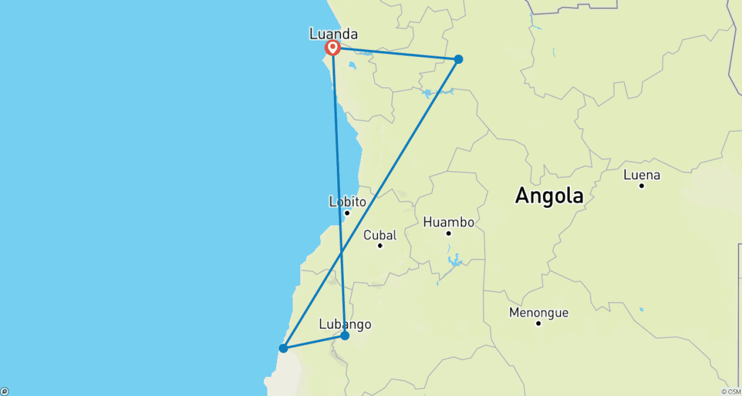 Mapa trasy: Angola Highlights