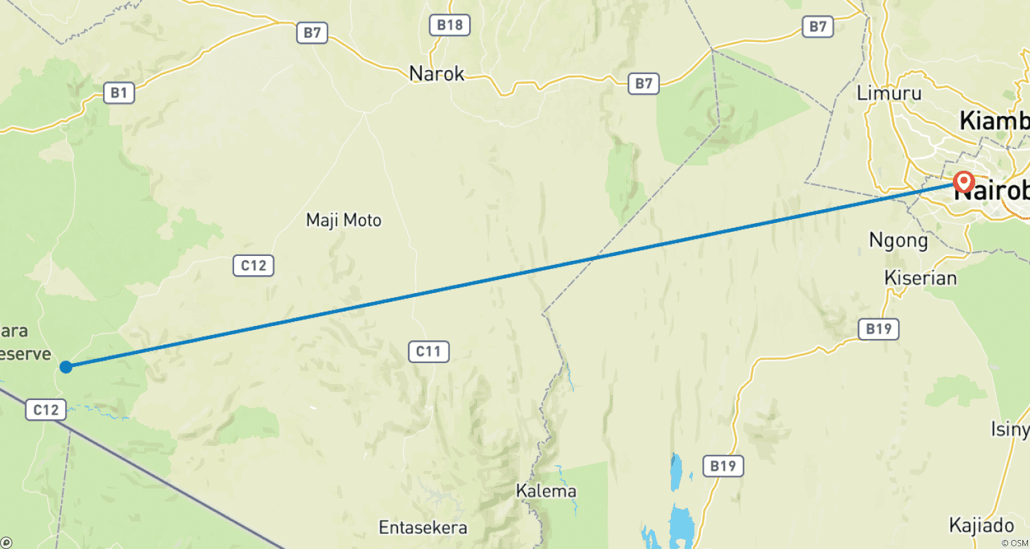 Mapa do percurso de Safari de Aventura Privado de 3 Dias em Masai Mara