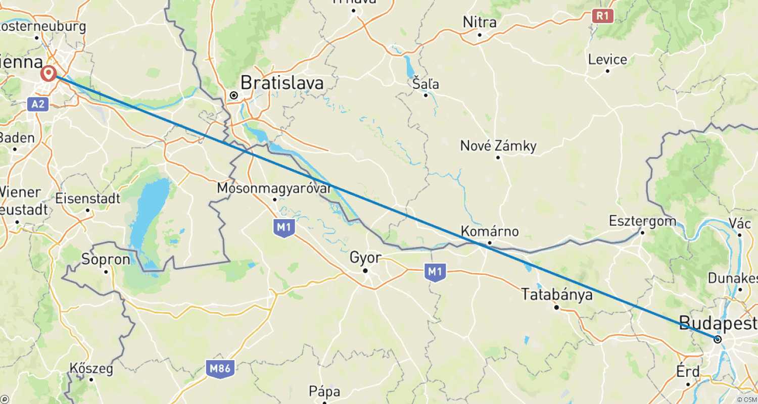 Mapa trasy: Budapeszt i Wiedeń