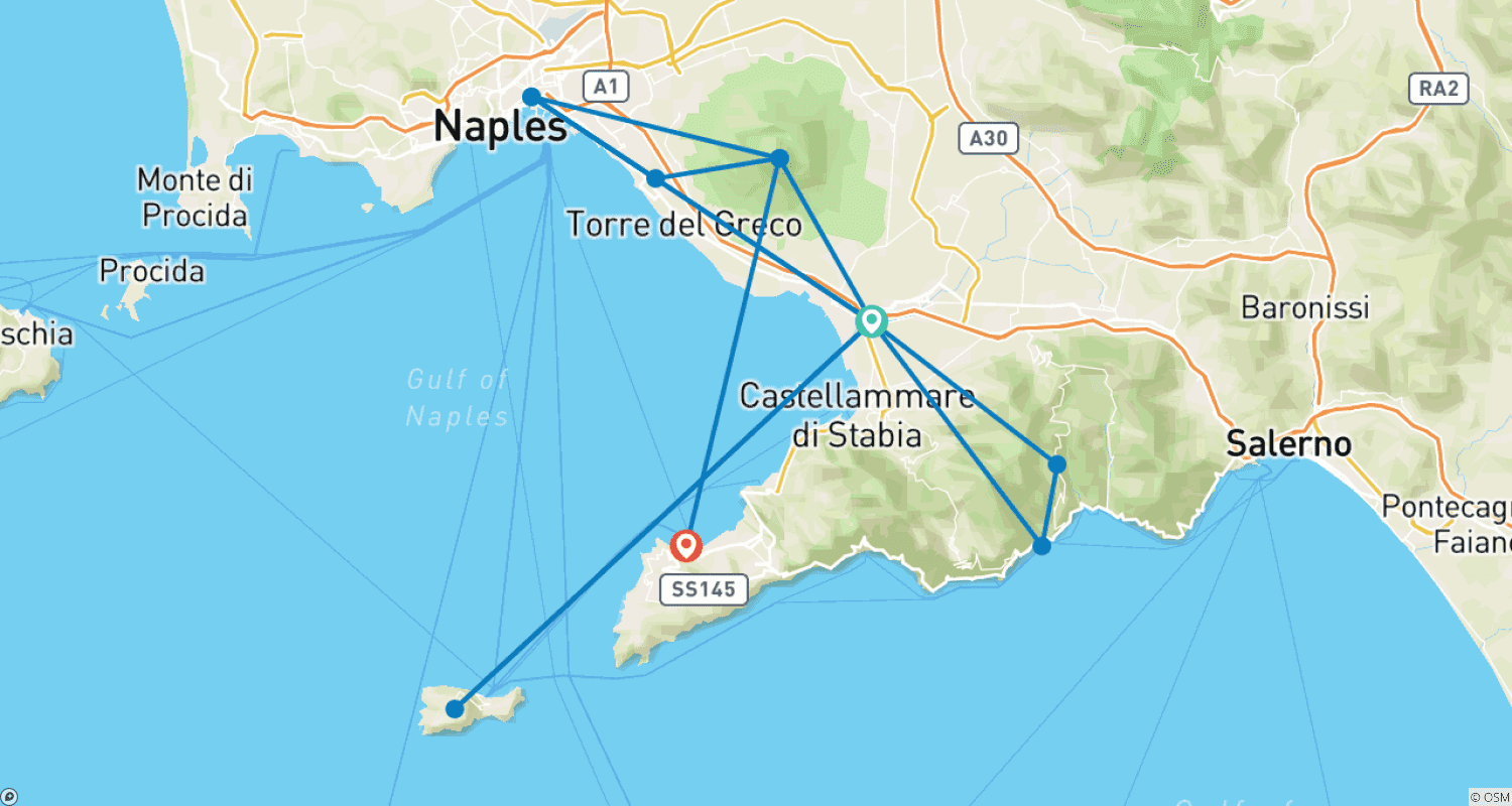 خريطة مسار Pompeii, Sorrento & the Bay of Naples