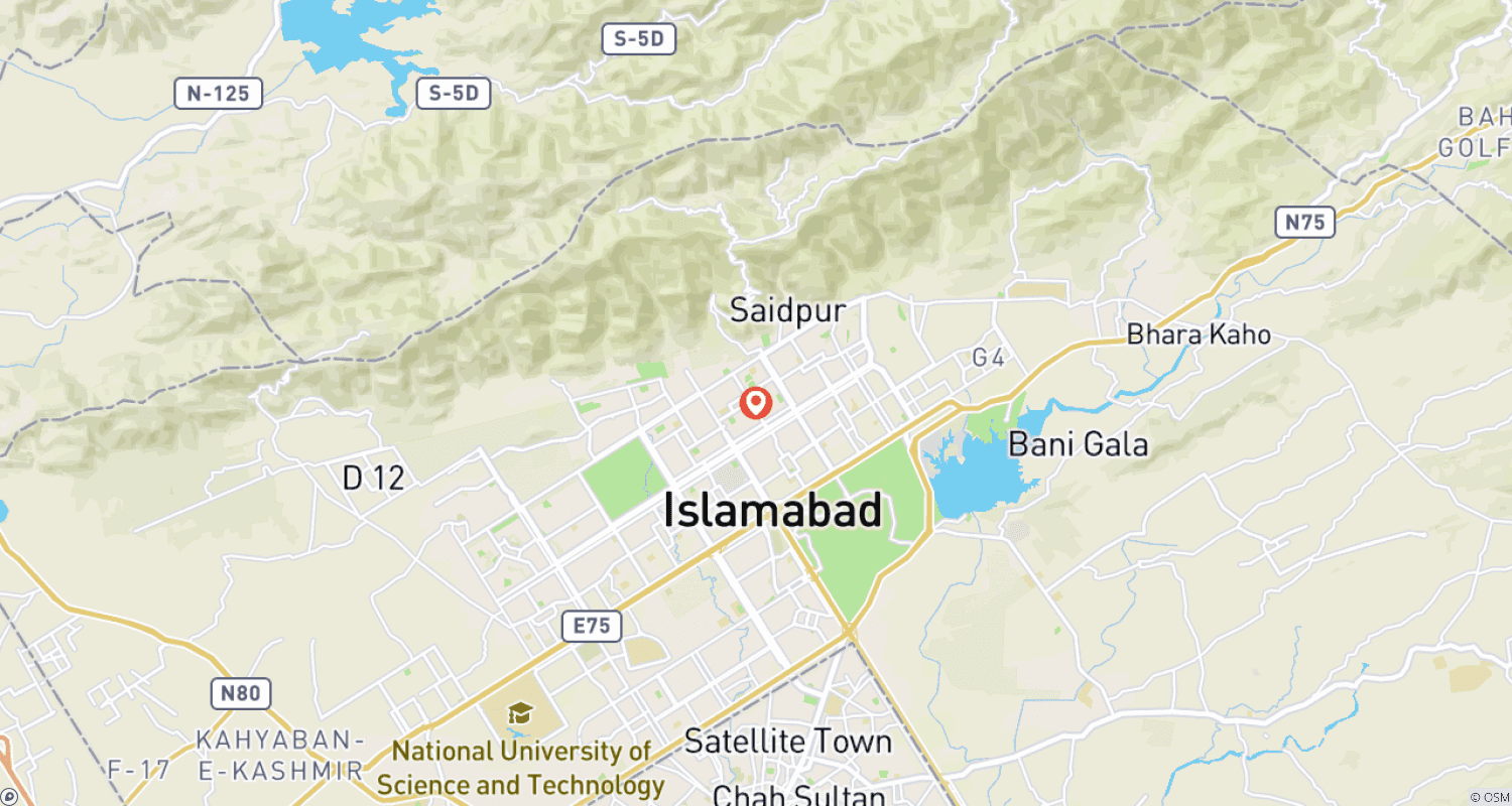 Mapa do percurso de Transfer do aeroporto de Islamabad