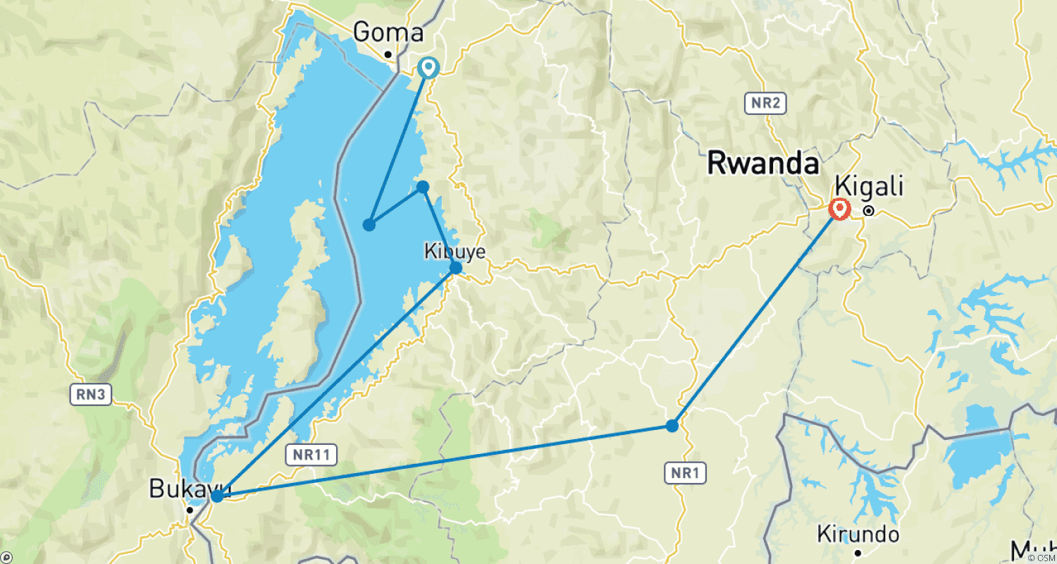Mapa do percurso de 7 Days Rwanda Hiking Trail (Private)