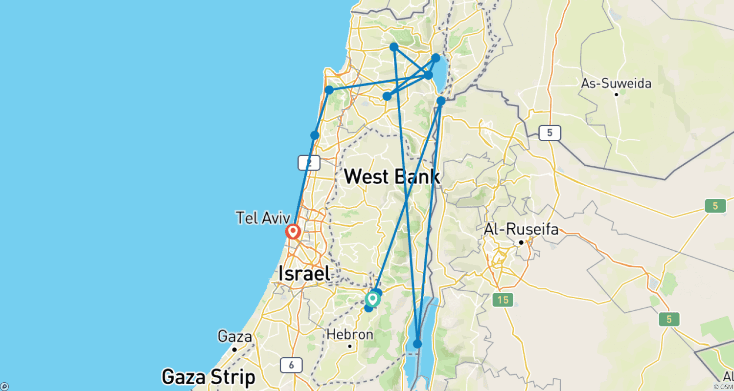 Mapa trasy: Izrael Odkryty