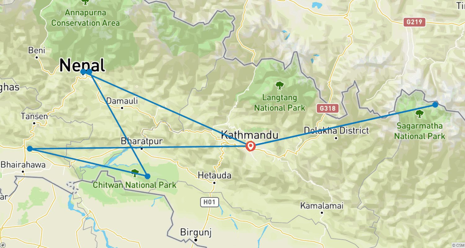 Everest Nepal Luxury Tour - 7 Daysのルートマップ