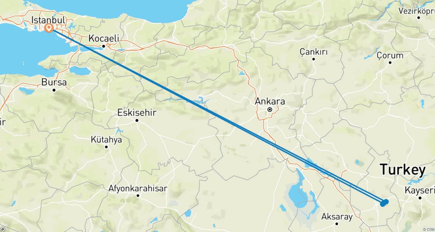 Mapa do percurso de 7 Days Istanbul and Best of Cappadocia Tour (Included museum entrance fees)