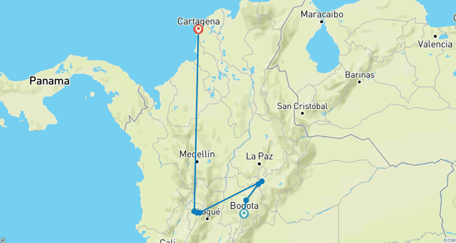 Mapa trasy: Caffe Colombia - 8 dni