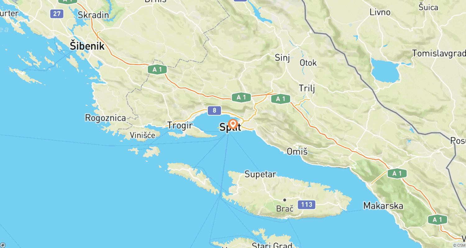 Mapa do percurso de Fuga para Split 3 Dias, Tour Privado