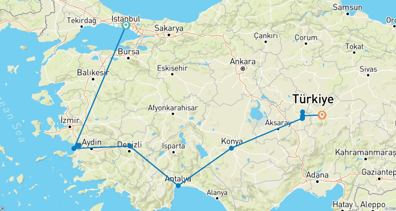 Mapa trasy: Turkish Delight with Cappadocia