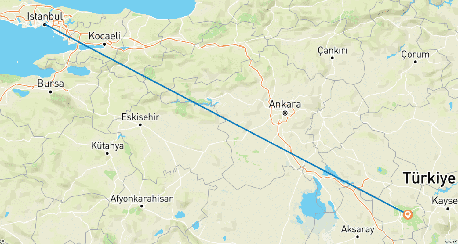 Istanbul and Cappadocia Tourのルートマップ