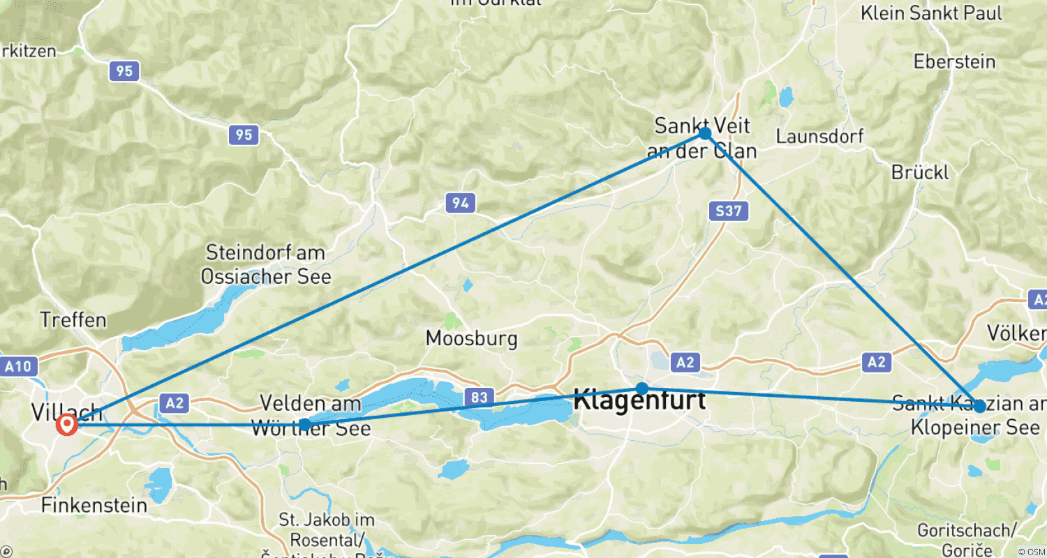 ケルンテン湖畔のルートマップ