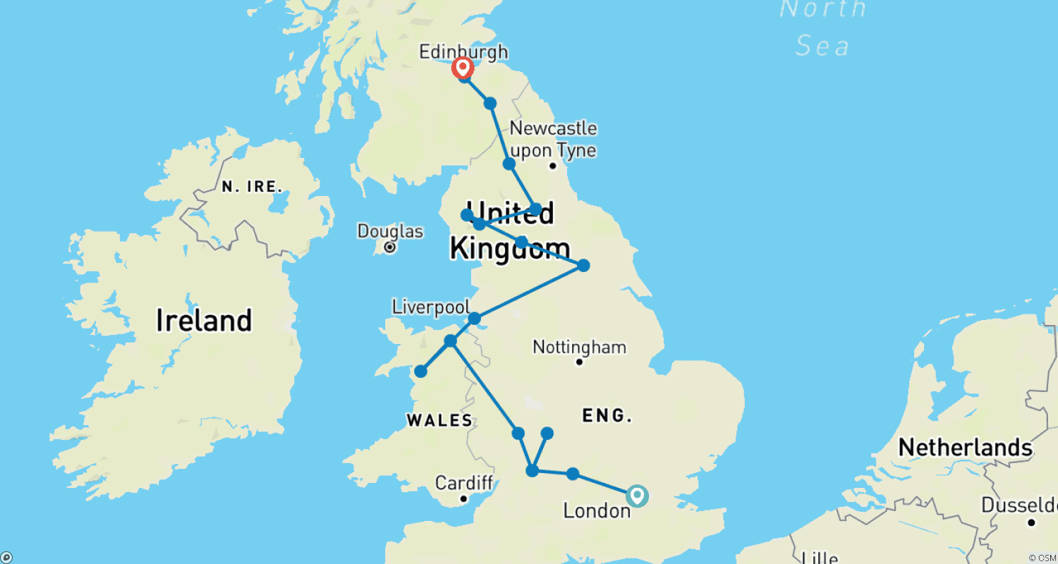 イギリスのハイライト 2023のルートマップ