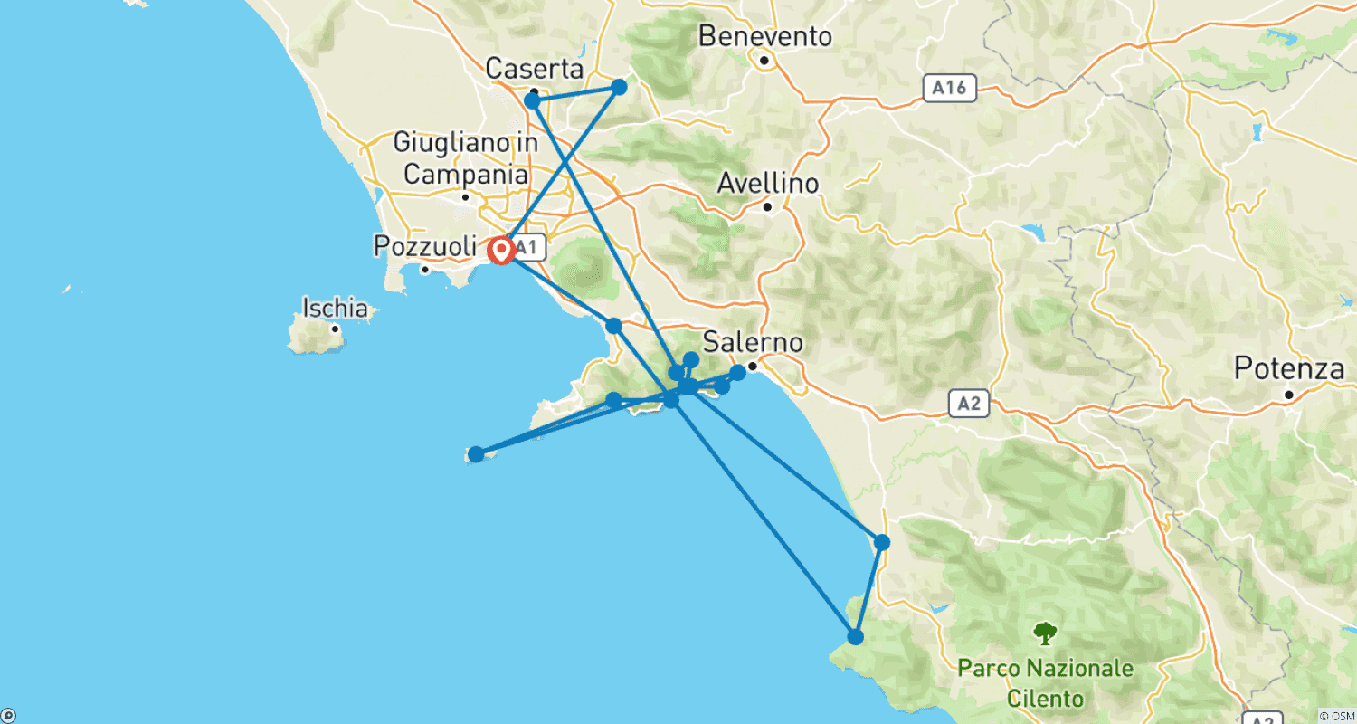 Mapa do percurso de Enchanting Southern Italy