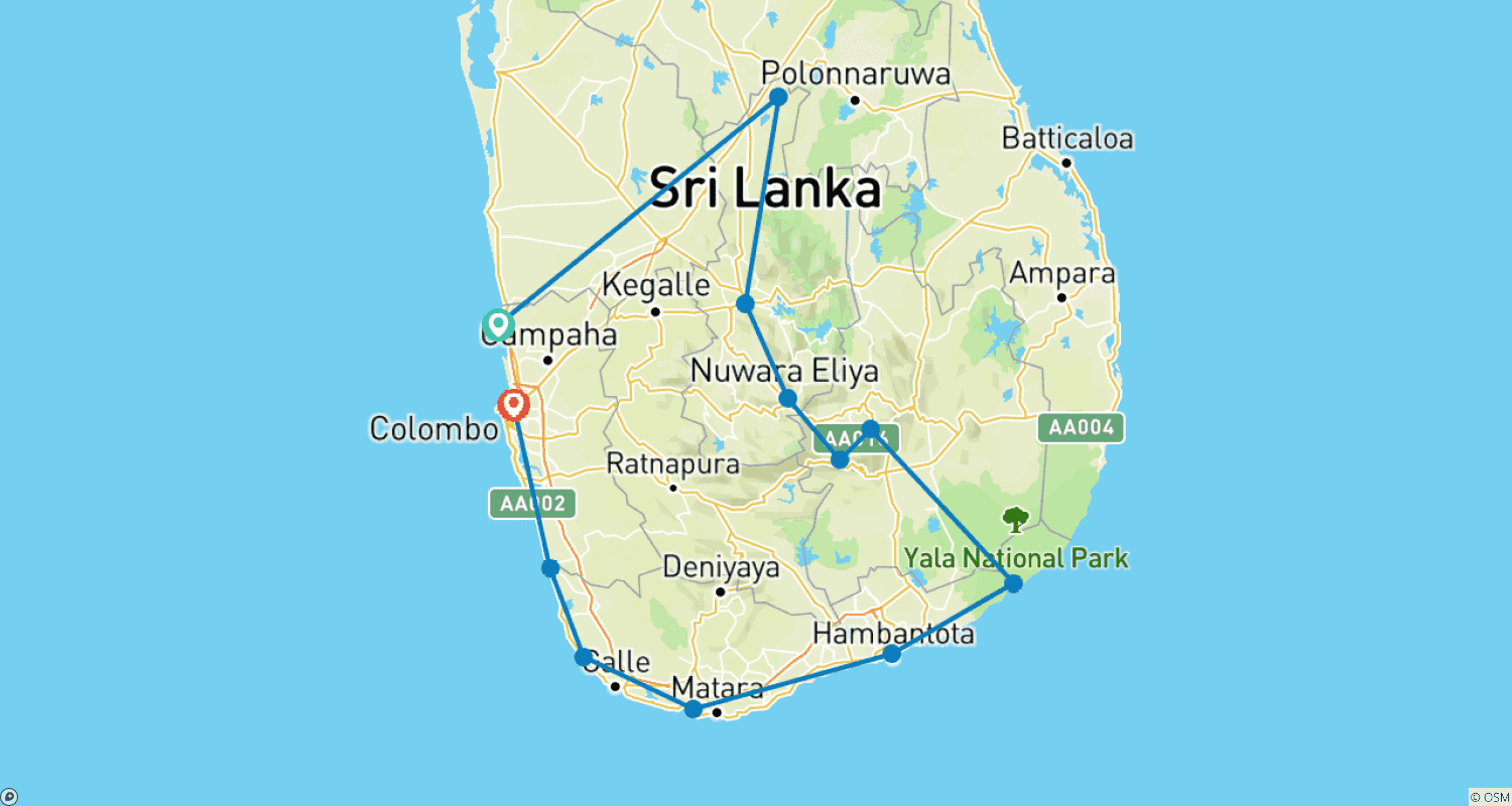 خريطة مسار Sri Lanka Lifetime Adventure