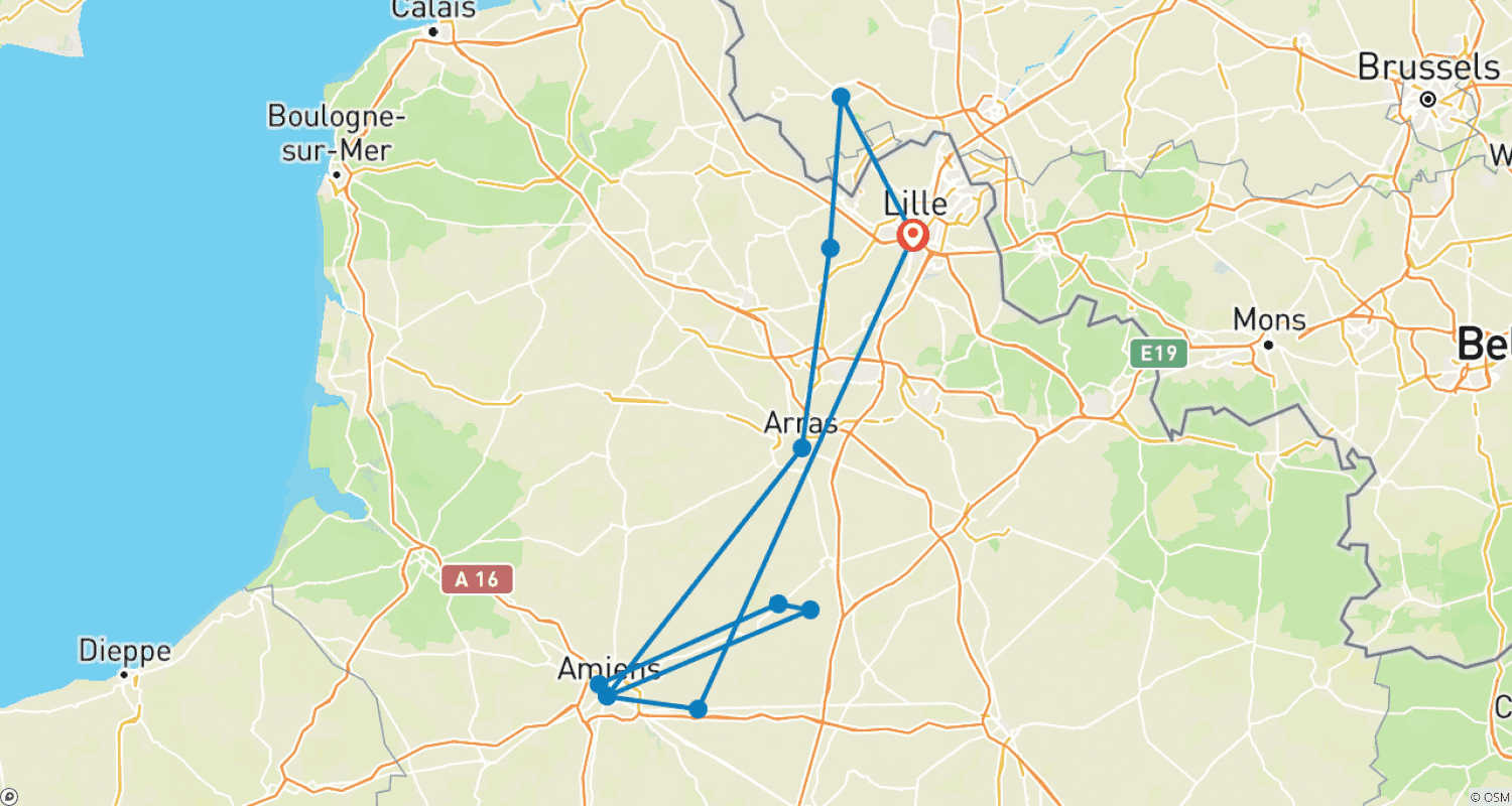 Mapa do percurso de ANZAC na Frente Ocidental 2023