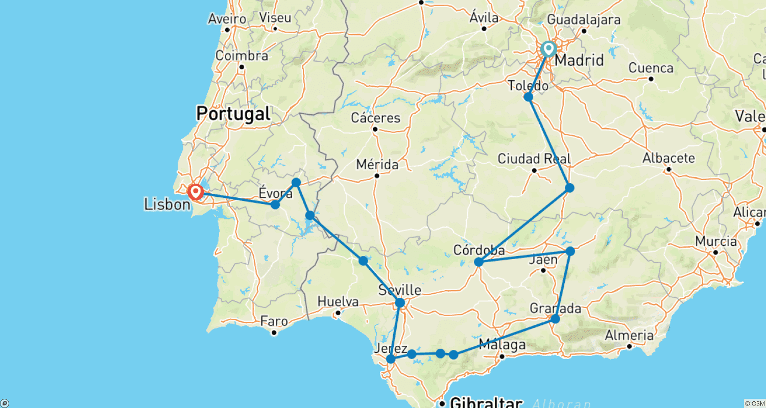 Mapa do percurso de Inspiração Ibérica 2023