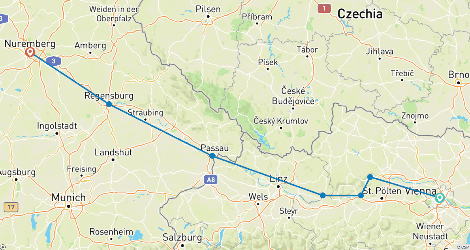 Mapa trasy: Boże Narodzenie na Dunaju (w kierunku zachodnim) 2024
