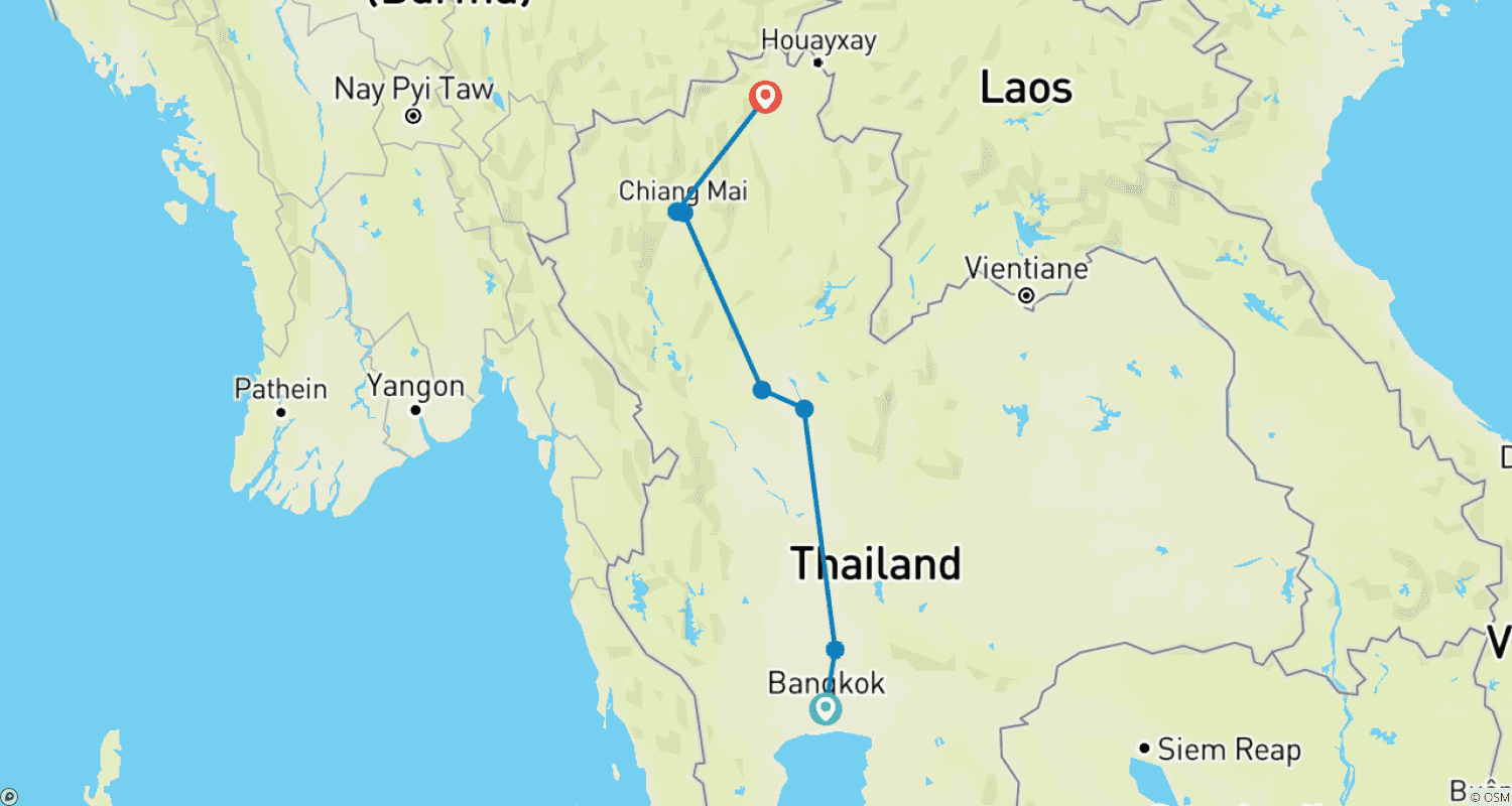 خريطة مسار Bangkok and the North, Private Tour