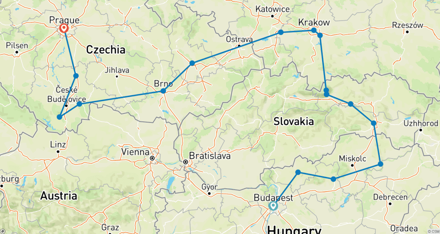 Mapa trasy: Odkryj Europę Wschodnią 2023