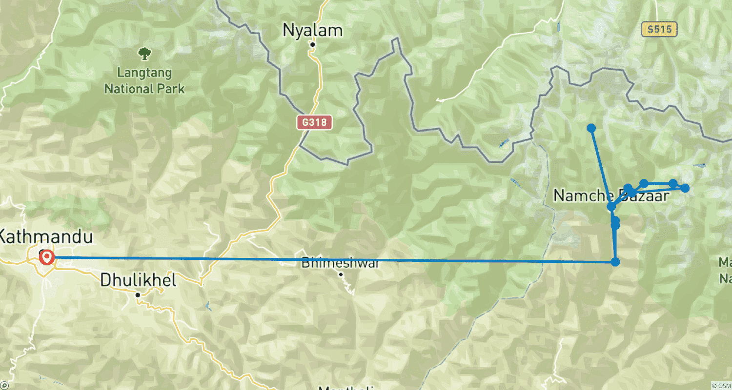 Mapa trasy: Trekking do Obozu Bazowego Ama Dablam
