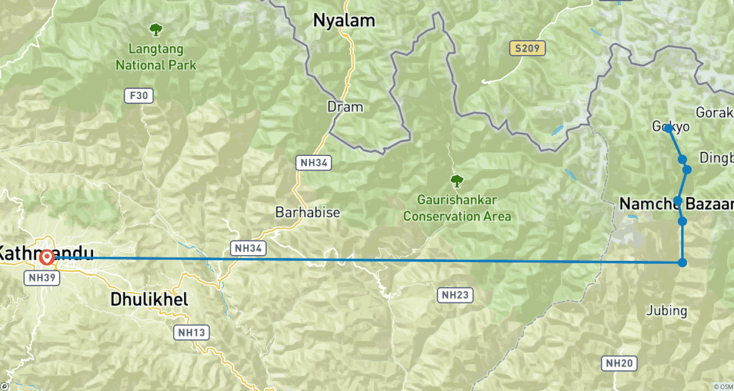 Mapa trasy: Gokyo Lake Trek