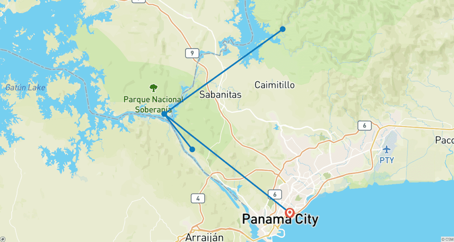Independent Panama with the Pacific Coastのルートマップ