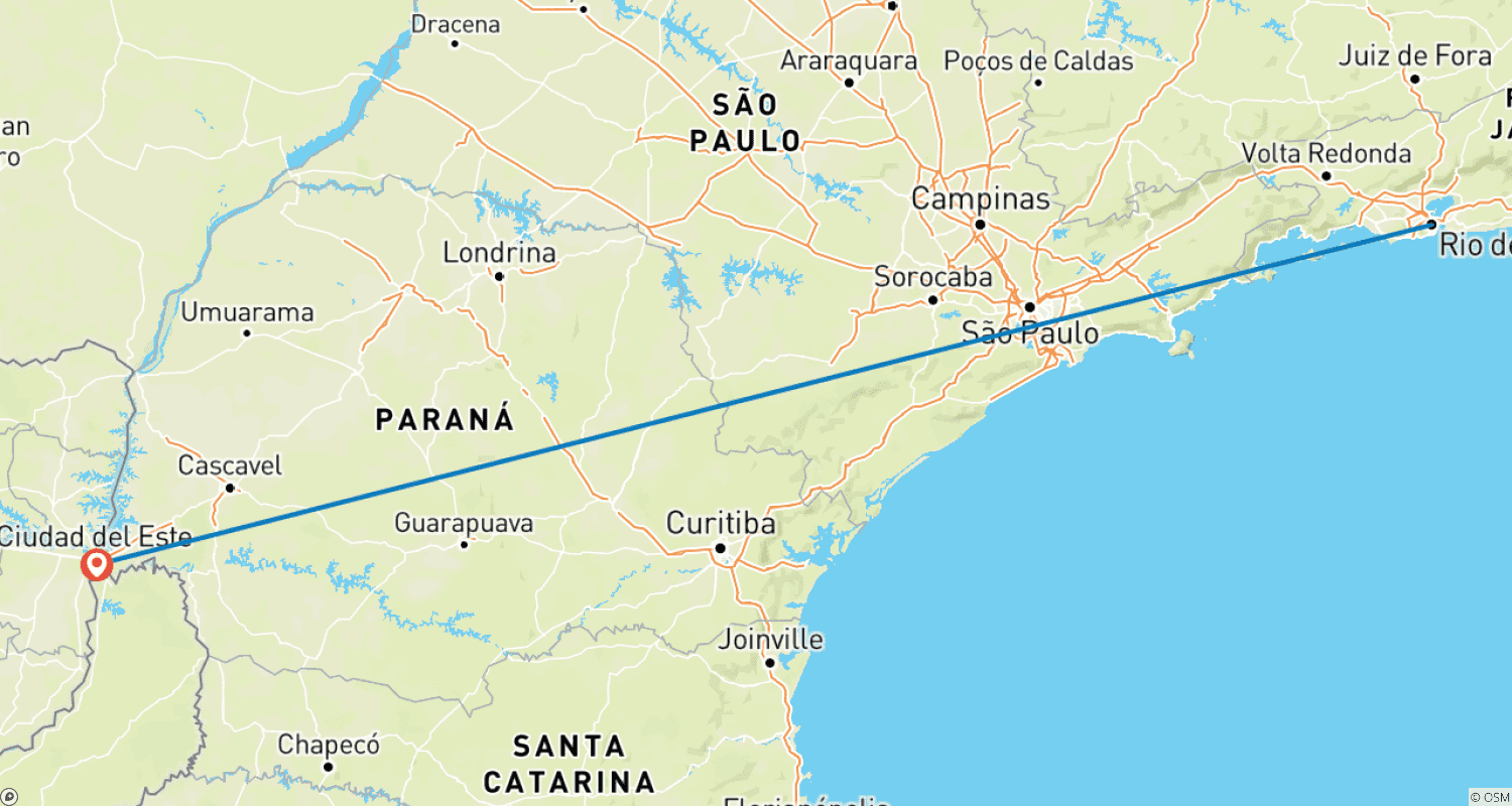 Mapa trasy: Niezależny Rio de Janeiro i Wodospady Iguazu