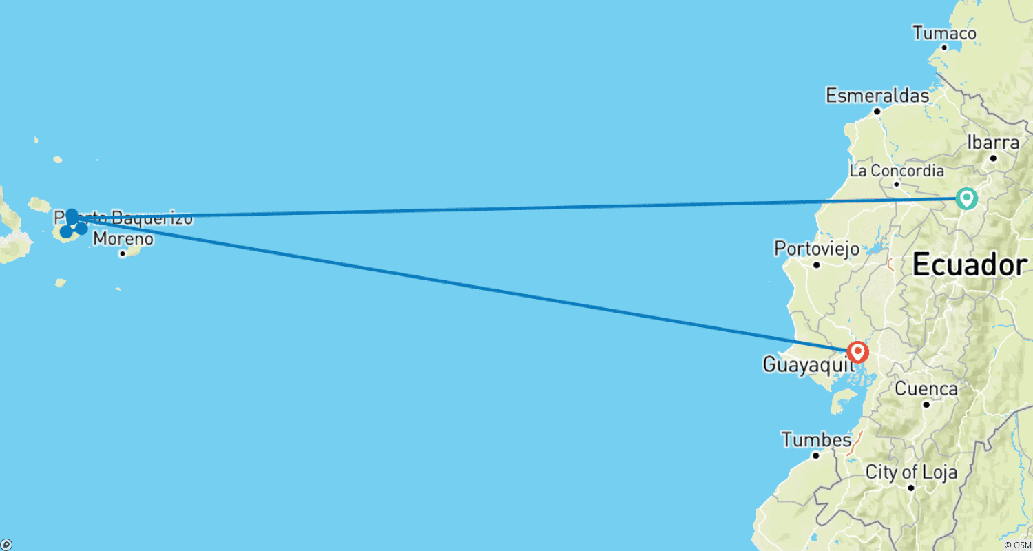 Mapa trasy: Niezależne Galapagos w Finch Bay Resort