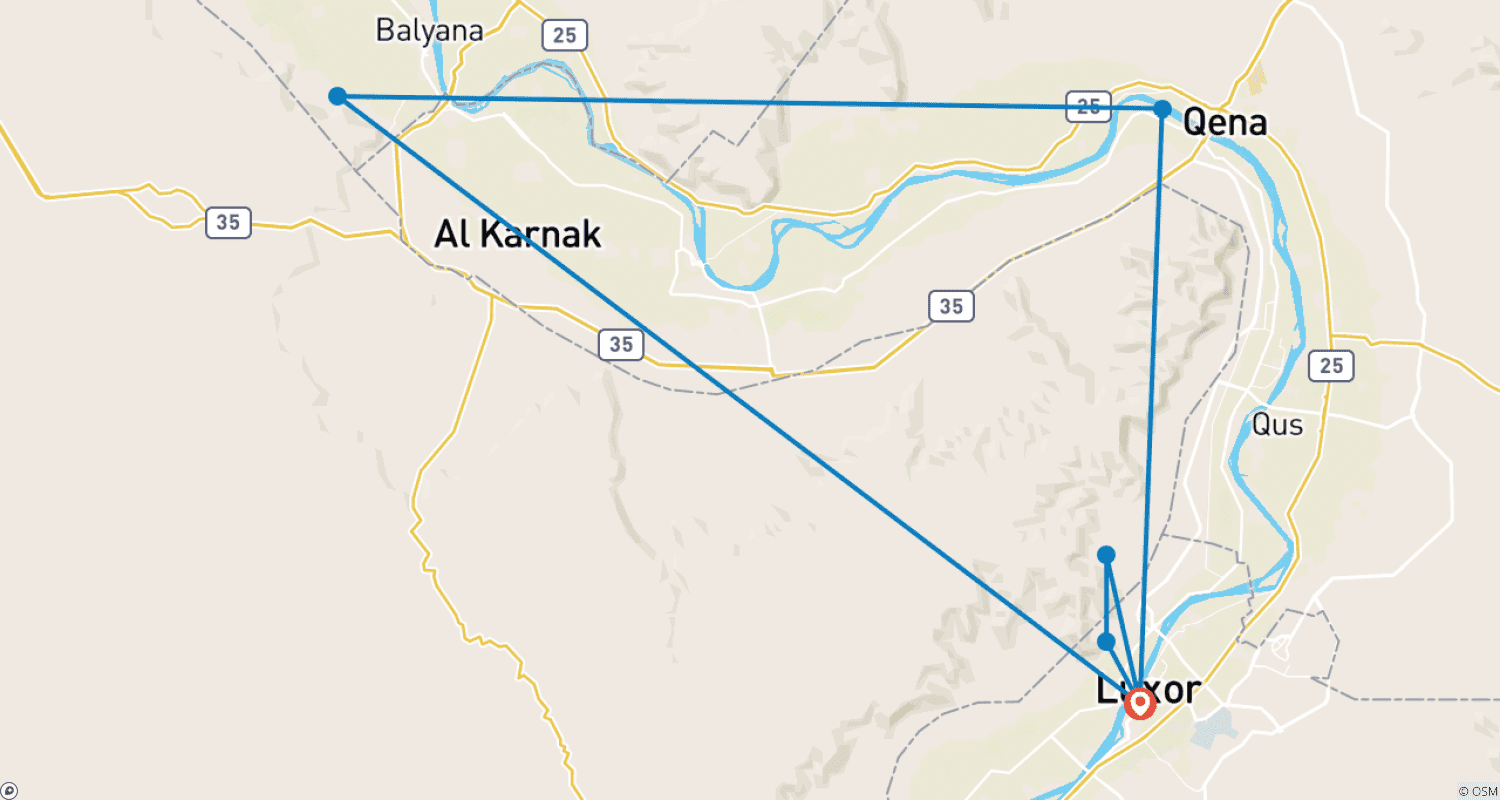 Mapa trasy: 4-dniowa wycieczka do Luksoru, Dendery i Abydos