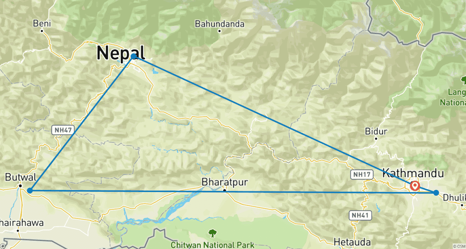 Mapa do percurso de Excursão a Patrimônios Mundiais da UNESCO