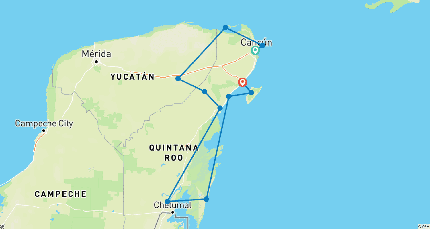 خريطة مسار Riviera Maya Adventure: Step in Paradise in Amazing Beaches and More
