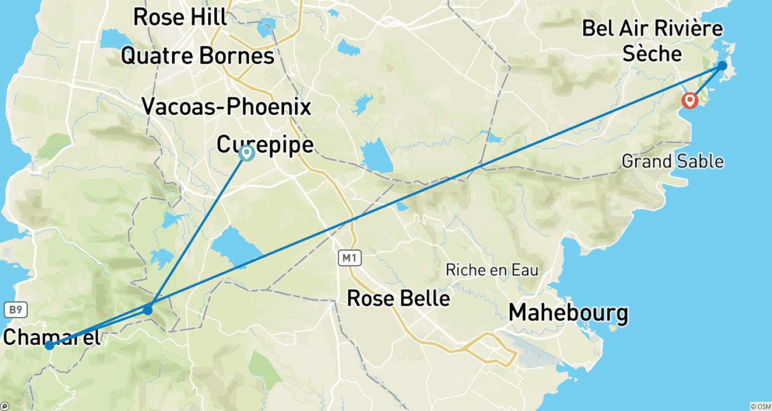 Mapa trasy: Mauritius - Rajska Kryjówka