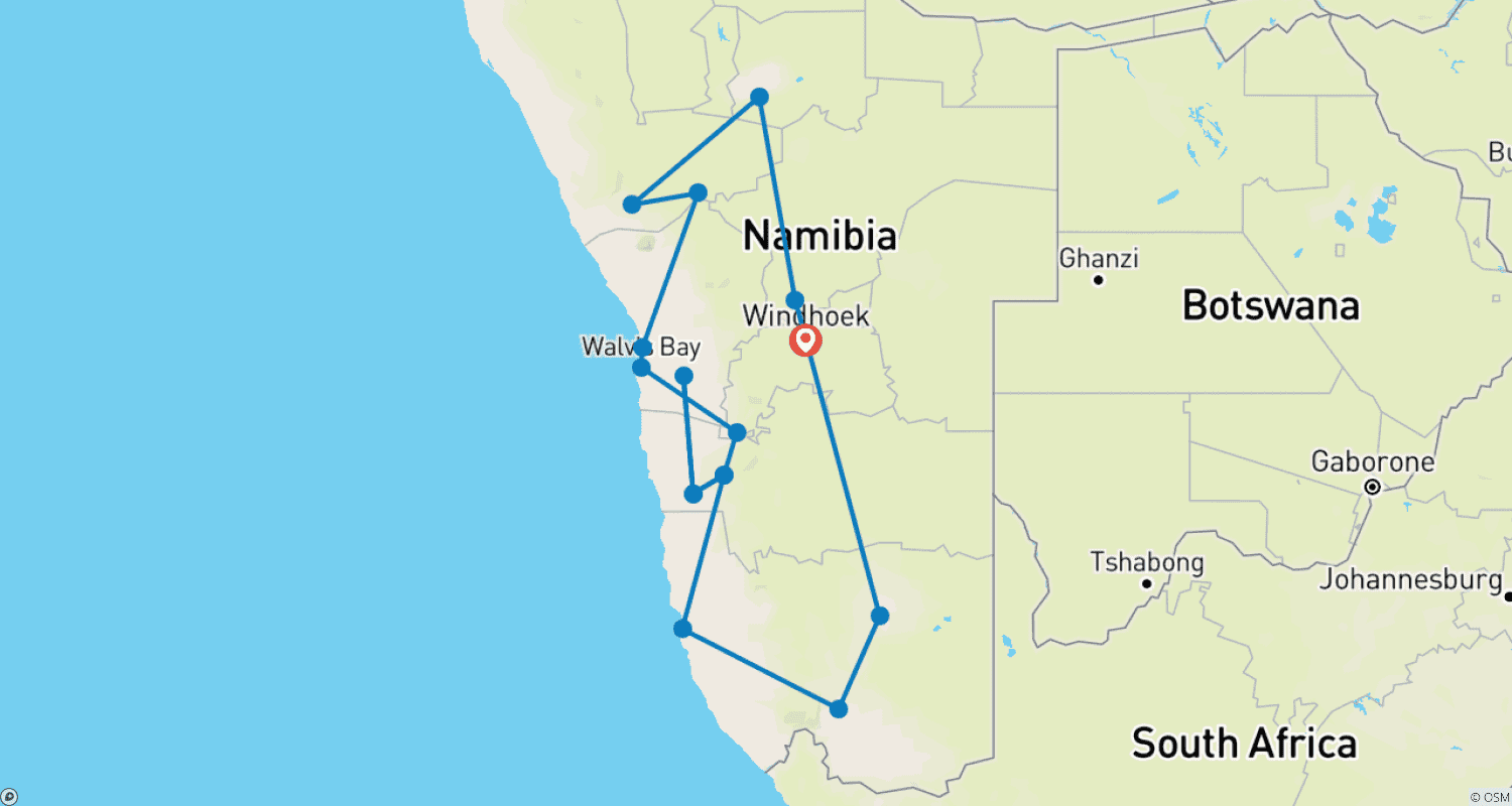 Mapa trasy: Prawdziwa Namibia
