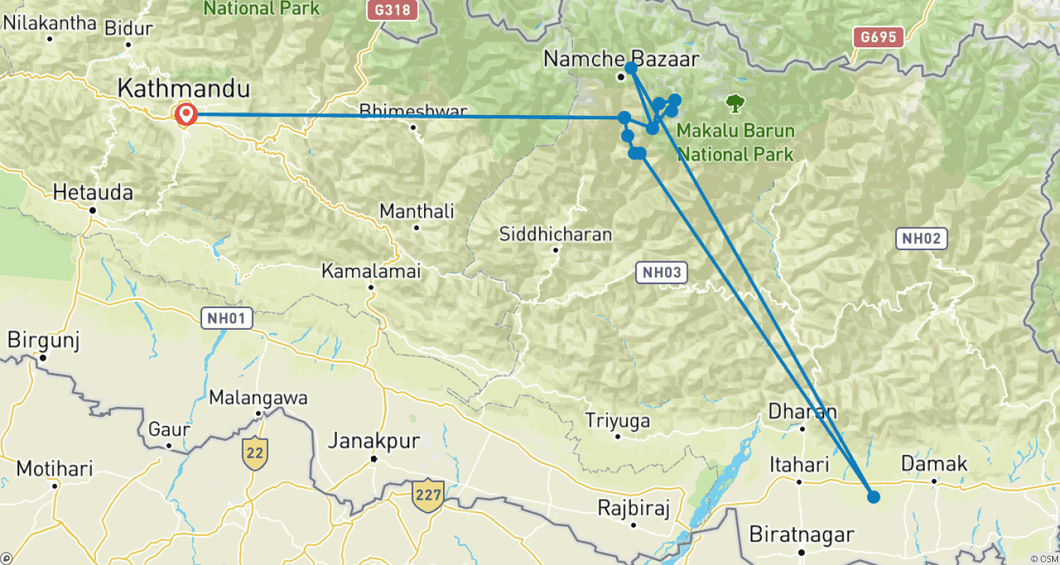 Mapa trasy: Wspinaczka na Mera Peak