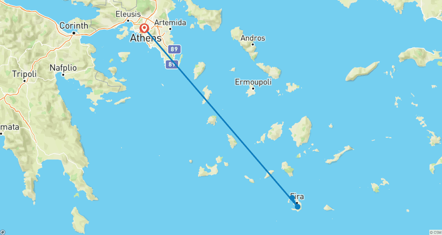 ギリシャの文化、歴史、観光スポット、サントリーニ島カタマランツアーのルートマップ