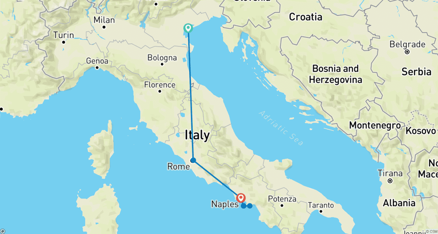 Mapa trasy: Butikowa podróż po Włoszech: Wenecja, Rzym i Sorrento z doświadczeniami kulinarnymi
