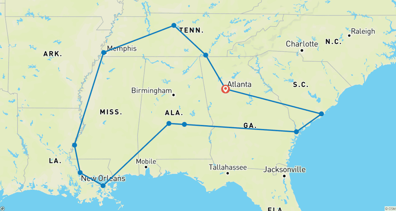 Mapa do percurso de O Sul Americano