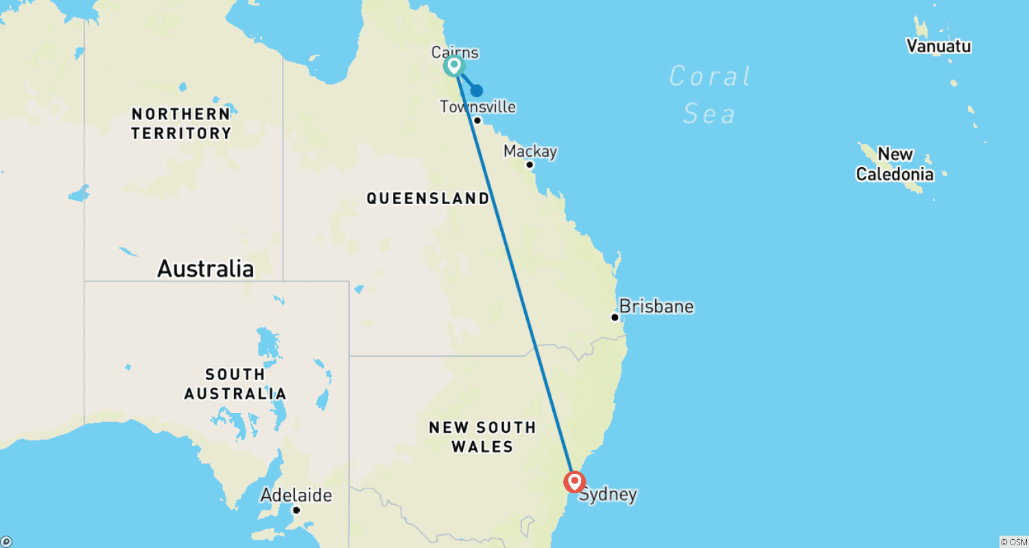 Mapa do percurso de Independent Great Barrier Reef & Sydney