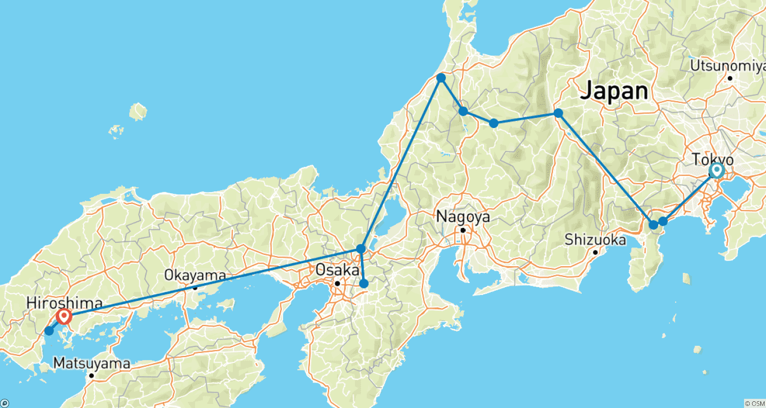 Visions of Japan with Hiroshimaのルートマップ