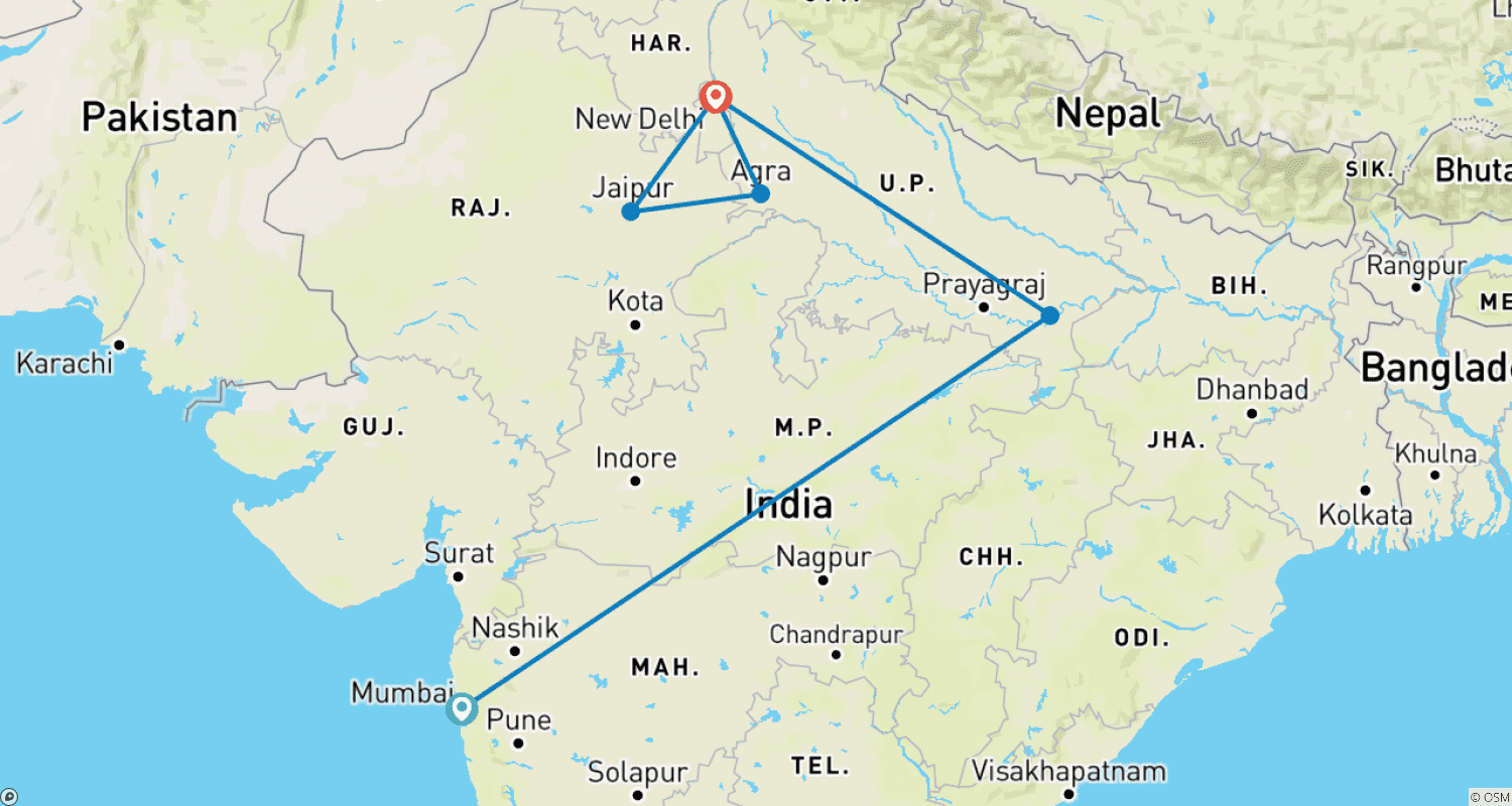 Mapa do percurso de Independent Spirit of India