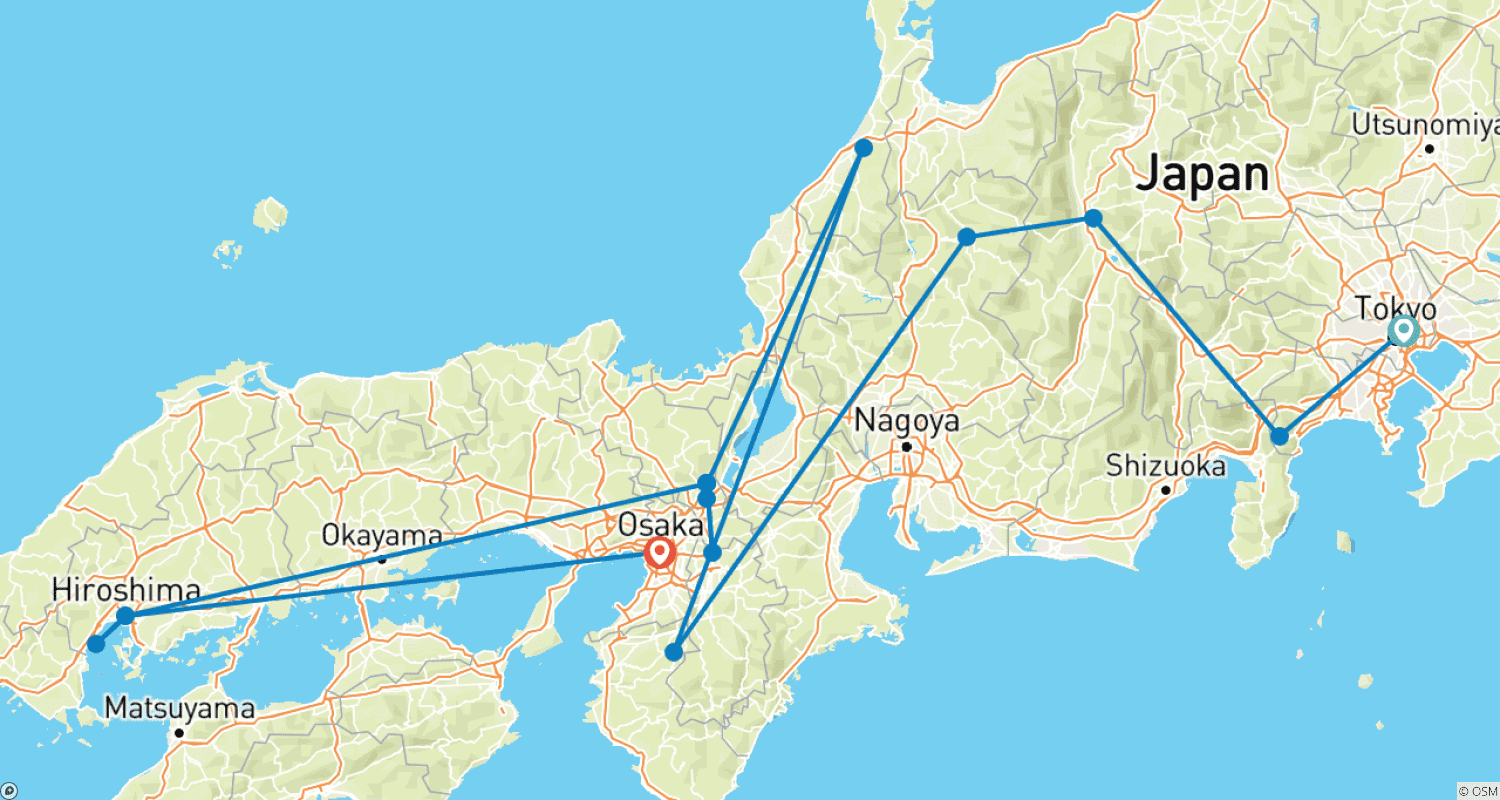 広島＆大阪と巡る日本のビジョンのルートマップ