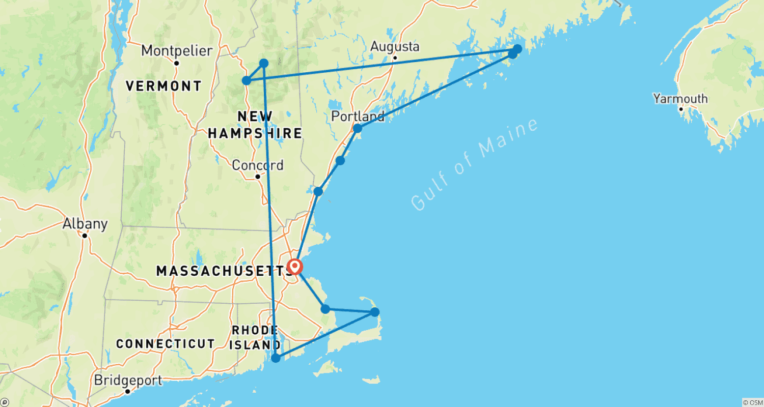 Mapa trasy: Kolory Nowej Anglii