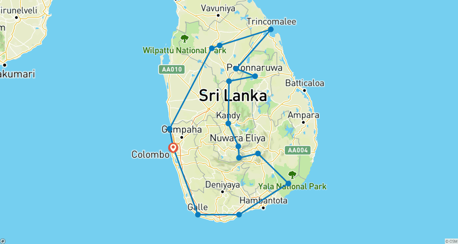 خريطة مسار Solo Tour in Sri Lanka