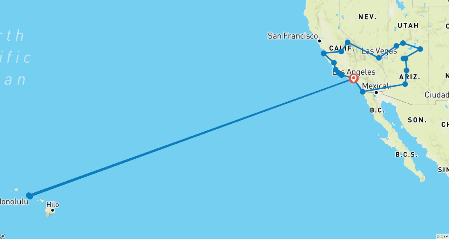 Mapa trasy: Aloha Discovery - Opcja Honolulu z przelotem