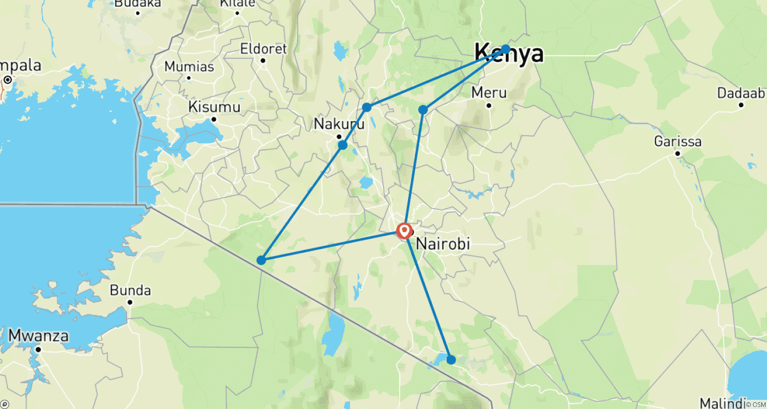 خريطة مسار The Plains of Africa Kenya Wildlife Safari (Nairobi to Amboseli) (2026)