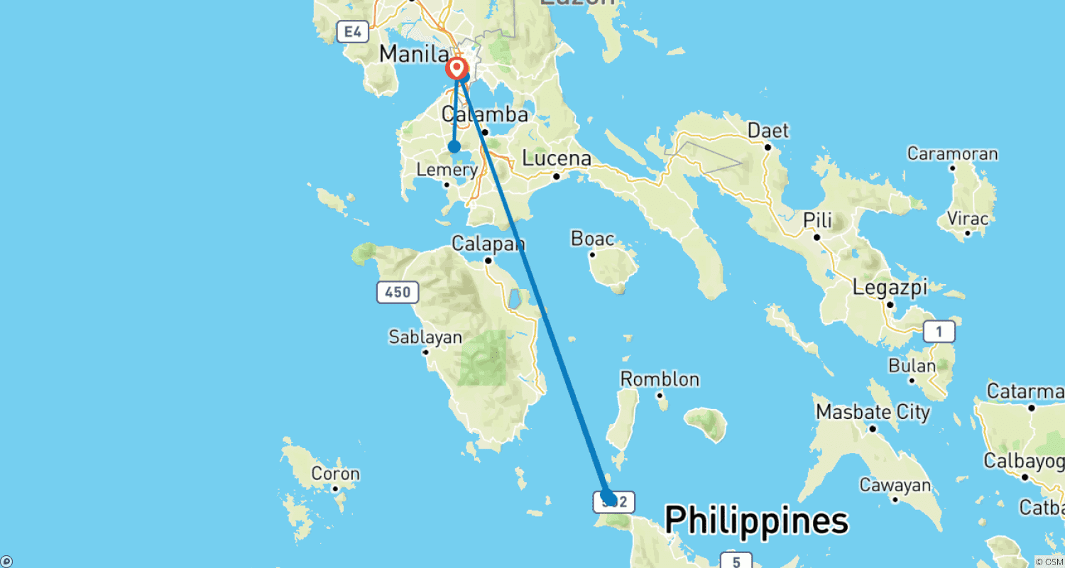 خريطة مسار Tailor-Made 7 Days Best Private Philippines Tour, Quality 4-star Hotel & Daily Depart