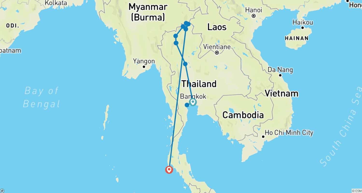 Mapa do percurso de Tailândia Cativante com Phuket