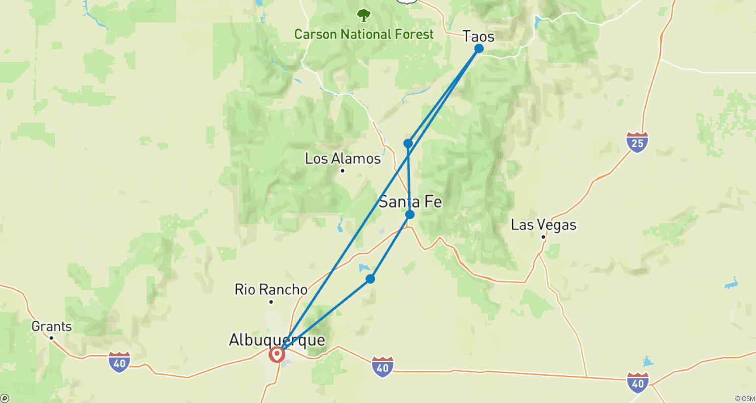 Mapa do percurso de Explorador de 6 Dias: Albuquerque Balloon Fiesta & Santa Fé