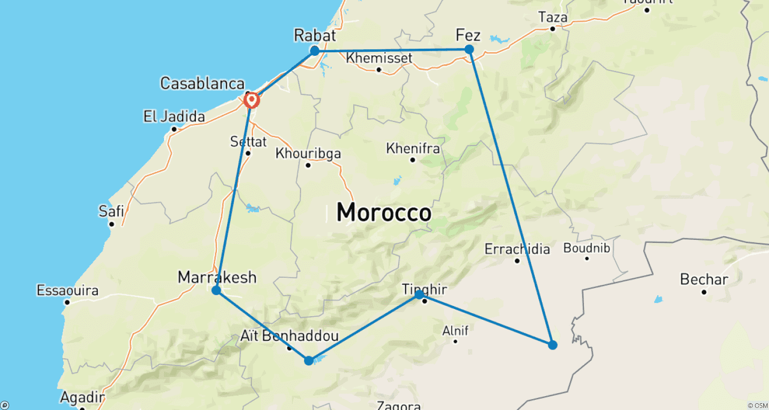 Luxury Escape to the Sahara - 11 Daysのルートマップ