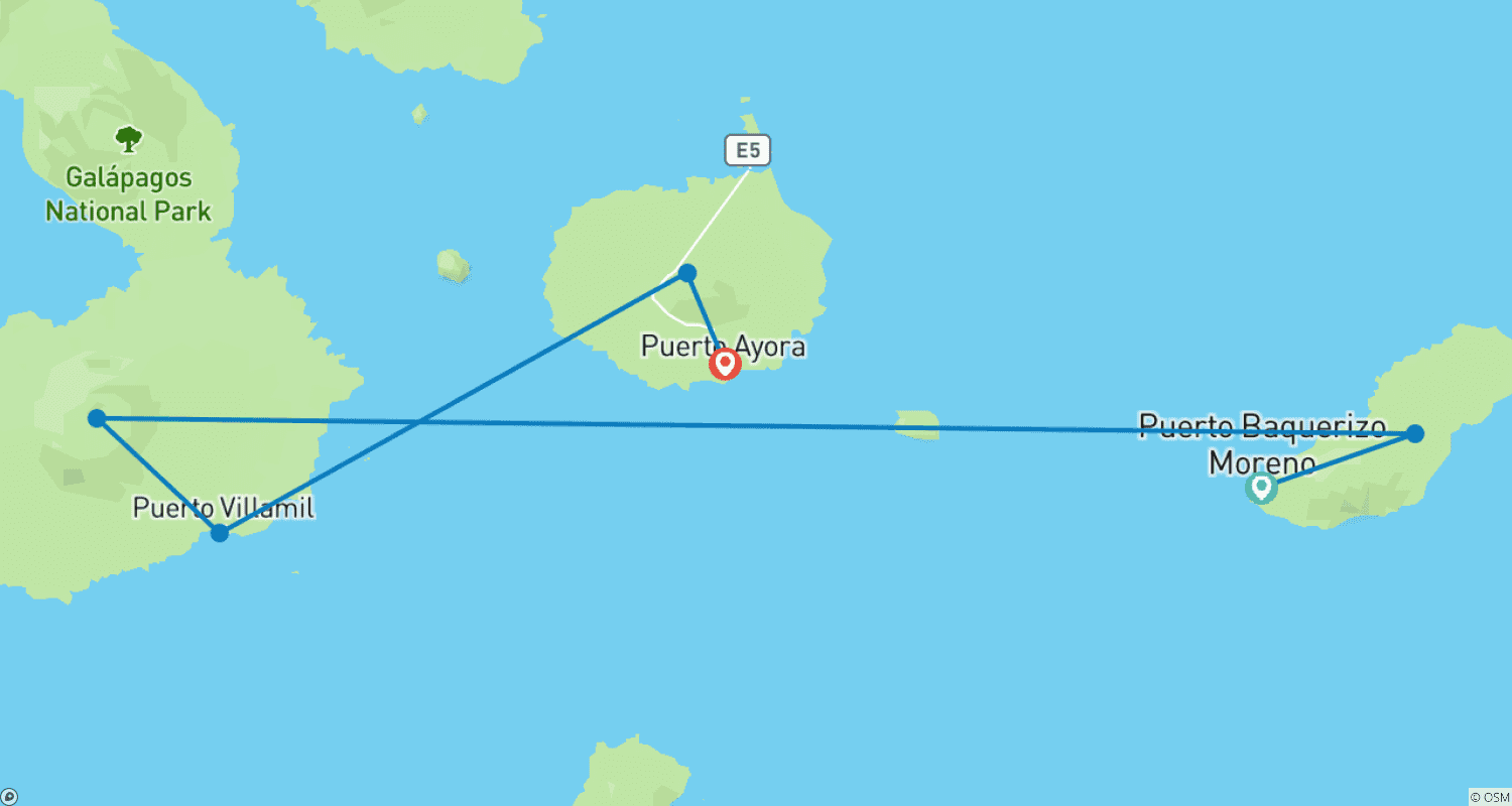Mapa trasy: 6 Day Galapagos Complete Island Hopping