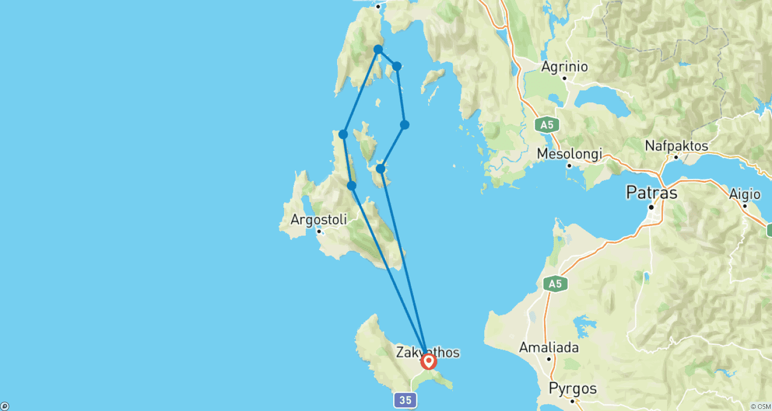 خريطة مسار Ionian Sailing Cruise - Zante (8 days)